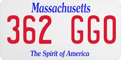 MA license plate 362GG0