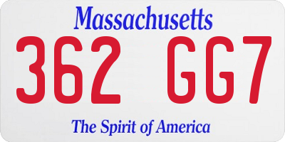 MA license plate 362GG7