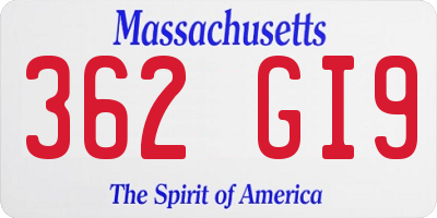 MA license plate 362GI9