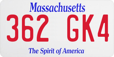 MA license plate 362GK4
