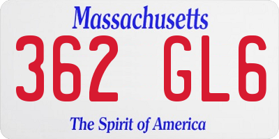 MA license plate 362GL6