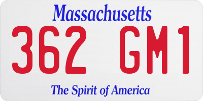MA license plate 362GM1