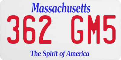 MA license plate 362GM5