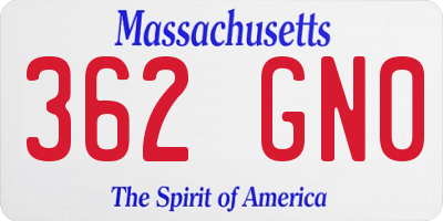 MA license plate 362GN0