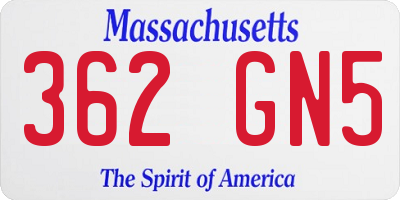 MA license plate 362GN5