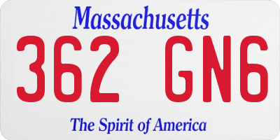 MA license plate 362GN6