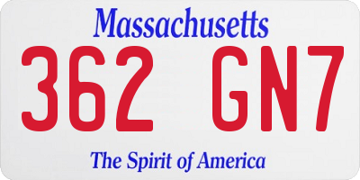 MA license plate 362GN7