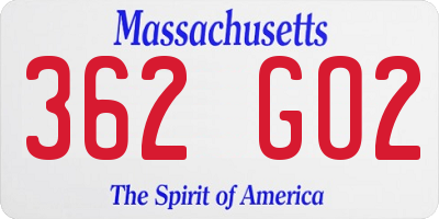 MA license plate 362GO2