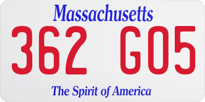 MA license plate 362GO5