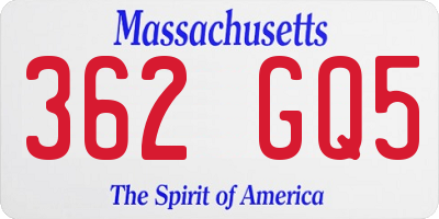 MA license plate 362GQ5