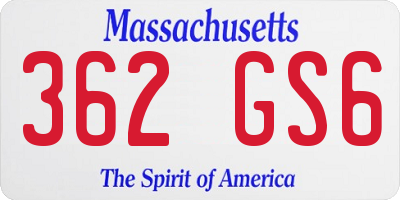 MA license plate 362GS6