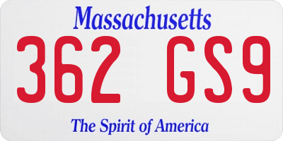 MA license plate 362GS9