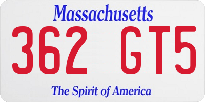 MA license plate 362GT5