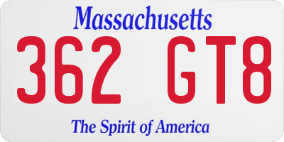 MA license plate 362GT8