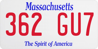 MA license plate 362GU7