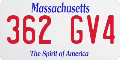 MA license plate 362GV4
