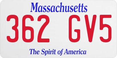 MA license plate 362GV5