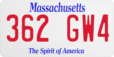 MA license plate 362GW4