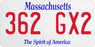 MA license plate 362GX2