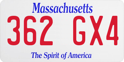 MA license plate 362GX4
