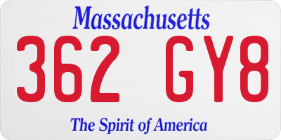 MA license plate 362GY8