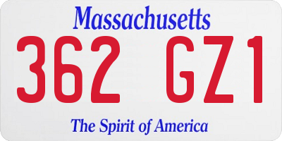 MA license plate 362GZ1