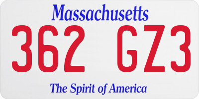 MA license plate 362GZ3