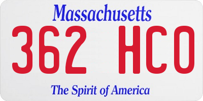 MA license plate 362HC0