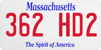 MA license plate 362HD2