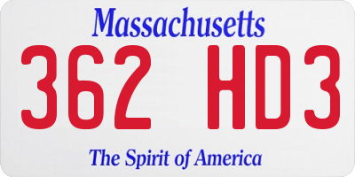 MA license plate 362HD3