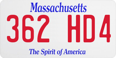 MA license plate 362HD4
