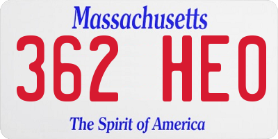 MA license plate 362HE0