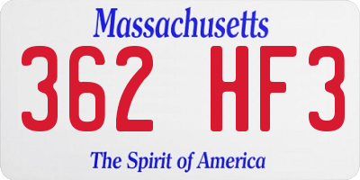 MA license plate 362HF3
