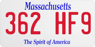 MA license plate 362HF9