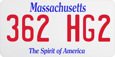 MA license plate 362HG2