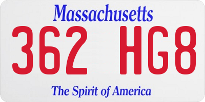 MA license plate 362HG8