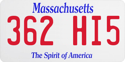 MA license plate 362HI5