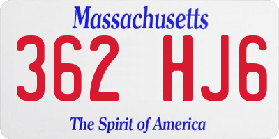 MA license plate 362HJ6