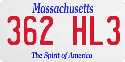 MA license plate 362HL3