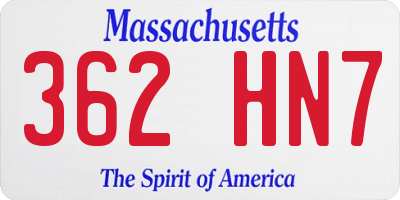 MA license plate 362HN7