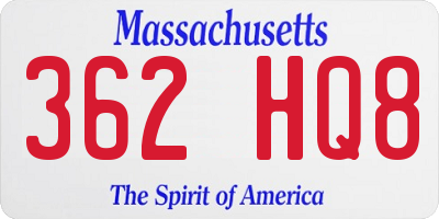 MA license plate 362HQ8