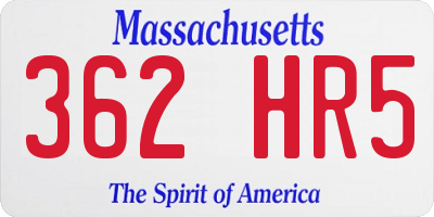 MA license plate 362HR5