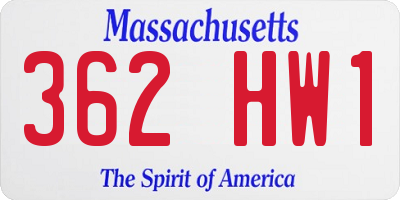 MA license plate 362HW1