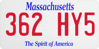 MA license plate 362HY5