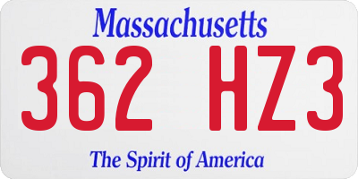 MA license plate 362HZ3