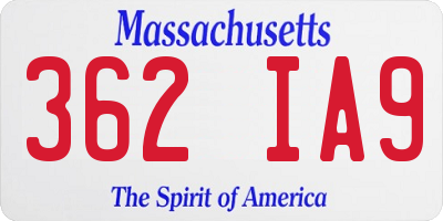MA license plate 362IA9