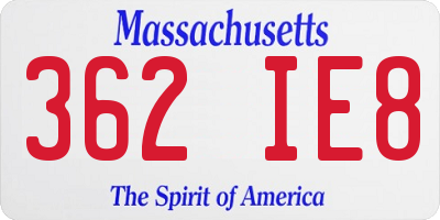 MA license plate 362IE8