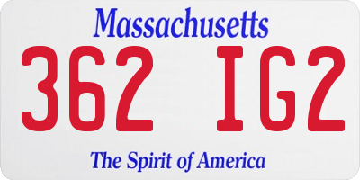 MA license plate 362IG2