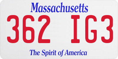MA license plate 362IG3
