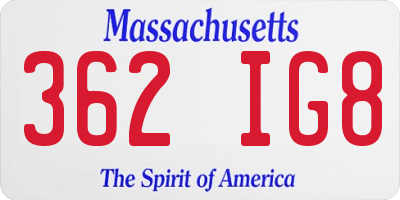 MA license plate 362IG8